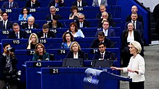 P�edsedkyn� Evropské komise Ursula von der Leyen p�ednesela v Evropském...