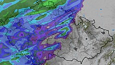 Mapa s p�edpov�dí srá�ek za st�ede�ní den