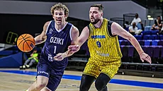 Austin Luke z Dziki Var�ava nají�dí k opavskému ko�i, brání Filip Zbránek.