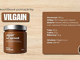 Vilgain Nut Spread (350 gram�) nabízí ze v�ech srovnávaných pomazánek nejv�t�í...