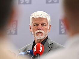 Briefing prezidenta Petra Pavla p�ed odletem do USA na Valné shromá�d�ní OSN....