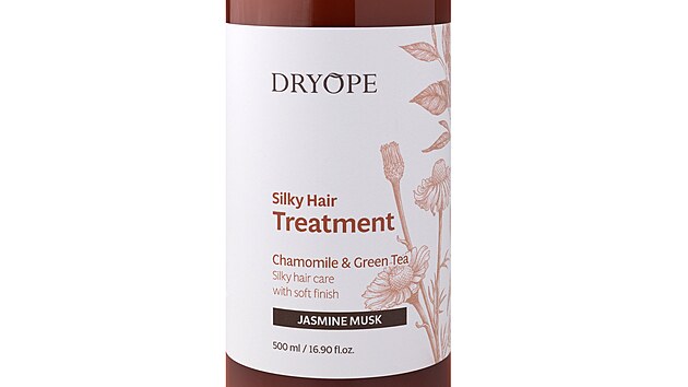 Vy�ivuj�c� vlasov� k�ra Dryope Silky Hair Treatment je ur�en� p�edev��m pro such�, nam�han� a po�kozen� vlasy, kter�m vrac� hebkost, pru�nost a zdrav� vypadaj�c� lesk, cena 387 K�.