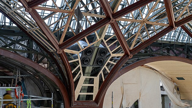 Dělníci pracují na opravě Průmyslového paláce (2026)