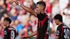 Patrik Schick z Leverkusenu slaví trefu proti Lipsku.