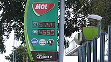 Vysoké ceny paliv, zejména nafty u �erpacích stanic poblí� centra Prahy. (21....
