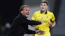 Plze�ský trenér Radoslav Ková� b�hem utkání proti St. Gilloise v Evropské lize.