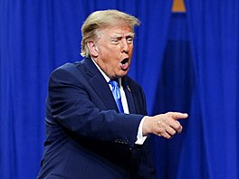 Americký prezident Donald Trump na p�edvolebním shromá�d�ní (3. �íjna 2026)