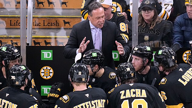 Bostonský trenér Marco Sturm dává pokyny hrá��m v zápase s Ottawou.