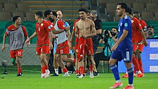 Musab Al-Shaqsy z Ománu si po gólu na 3:1 sundal dres.