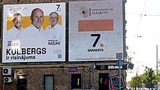 P�edvolební kampa� strany Sjednocená kandidátka premiéra Andrise Kulbergse....