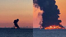 Nedaleko ruského �ernomo�ského letoviska So�i ho�í ropný tanker. (6. �íjna 2026)