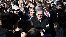 P�edseda strany Nepoddajná Francie Jean-Luc Mélenchon na protestu student� v...