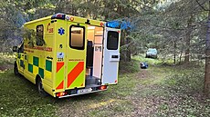 Záchraná�i pomáhali mu�i, který se zranil p�i kácení strom� v lese na Táborsku.
