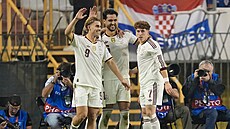 �pan�lský fotbalista Mikel Merino slaví sv�j druhý gól v zápase s Chorvatskem...