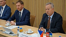 Hejtman Ústeckého kraje Richard Brabec p�ivítal v Ústí nad Labem saského...