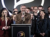 Volební �táb Pirát� v Trojském pivovaru. Na snímku je Zden�k H�ib. (10. �íjna...