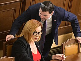 Ministr zahrani�í Petr Macinka a ministryn� financí Alena Schillerová na...