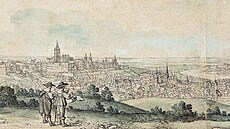 Praha z Pet�ína: vlevo Hrad a Malá Strana, uprost�ed Vltava a Staré M�sto,...