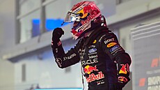 Max Verstappen slaví vít�zství ve Velké cen� Singapuru.