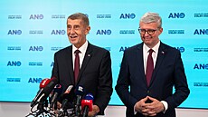 Volební štáb Hnutí ANO v Praze na Chodově. Tisková konference Andrej Babiš a...