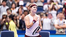 Karolína Muchová po vít�zství na turnaji ve Wu-chanu.