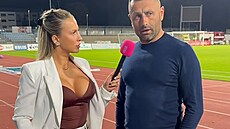 Rozhovor ústeckého trenéra Davida Oulehly a moderátorky klubu Sabiny Jak�ové,...