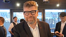 Ji�í Pospí�il (TOP 09) ve volebním �tábu.