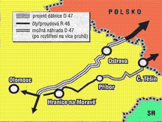 Mapka dálnice D47