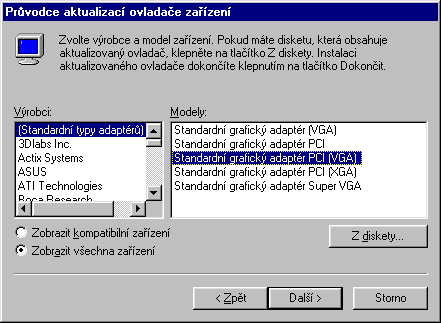 Vybrn standardnho ovladae Windows