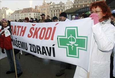 Demonstrace lékárník proti politice ministerstva zdravotnictví.