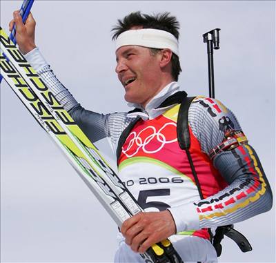 Olympijský vítěz ve sprintu biatlonistů, německý reprezentant Sven Fischer.