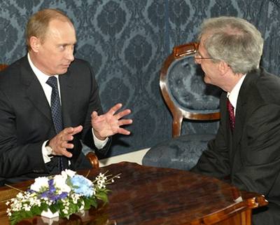 Ruský prezident Putin s maarským protjkem Lászlem Sólyomem.