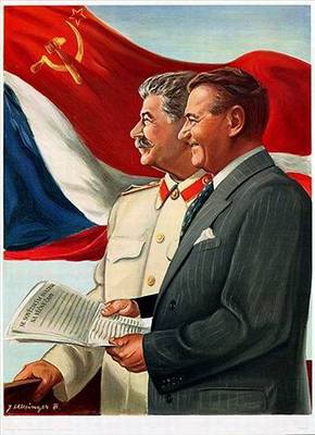 Stalin s Gottwaldem - komunistický plakát z 50. let