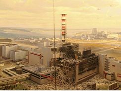 Model ernobylsk elektrrny po explozi.
