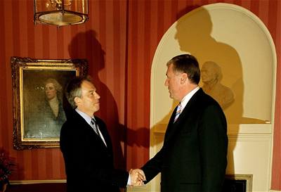 Mirek Topolánek s ministerským pedsedou Tony Blairem.