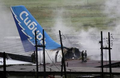 Zbytky letadla Airbus, které havarovalo v ruském Irkutsku
