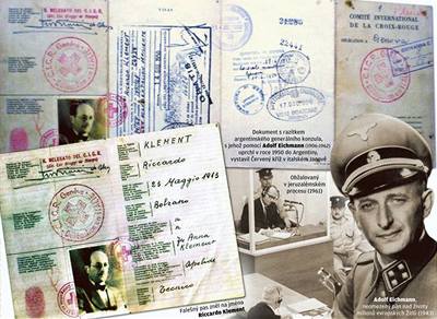 Dokument s razítkem argentinského generálního konzula, s jeho pomocí Adolf Eichmann (1906-1962) uprchl v roce 1950 do Argentiny, vystavil ervený kí v italském Janov.