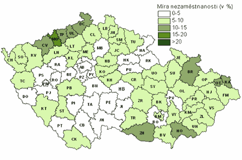 Nezamstnanost podle kraj