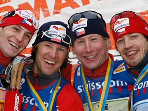 MARTIN JAKŠ, MILAN ŠPERL, LUKÁŠ BAUER, MARTIN KOUKAL zvítězili ve štafetě v závodu Světového poháru v Davosu