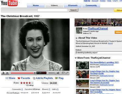 Vánoní poselství královny Albty II. bylo poprvé umístno i na internetovou stránku YouTube.