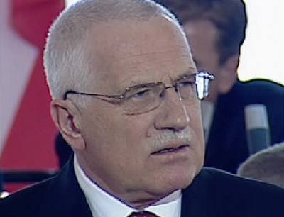 Prezident Václav Klaus pi kandidátském projevu.