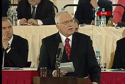 Václav Klaus pi projevu