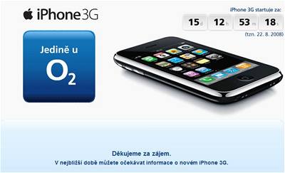 O2 na svém webu odpoítává as do zahájení prodeje.