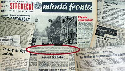 20. srpna 1968, den ped okupací. Novinái zápasili s okurkovou sezonou.