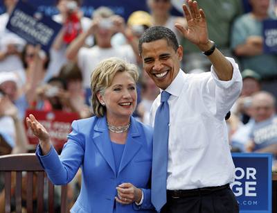 Hillary Clintonová a Barackn Obama