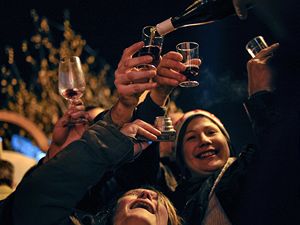 Oslavy mladého vína v obci Beaujeu na jihovýchodě Francie.