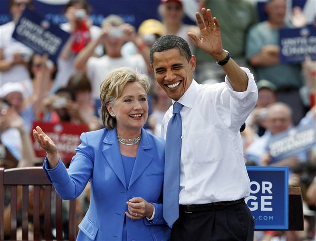 Hillary Clintonová a Barackn Obama