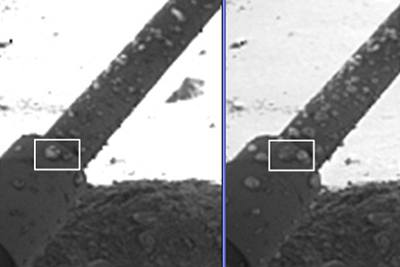 Marsovská H2O ped objektivy chovala tak, jak náleí. Na jedné sérii snímk se zdá být patrné, jak jedna kapika absorbuje tekutinu od své sousedky.