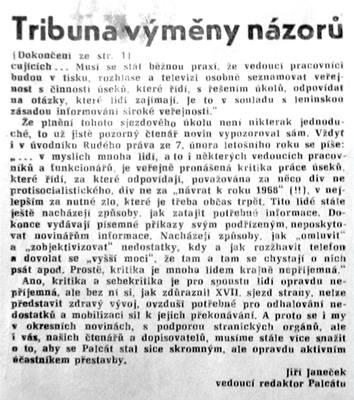 Ukzky lnk z tborskho tdenku Palct, kam Ji Janeek mezi lety 1986 - 1989 pispval. Jeden as Palct i vedl.