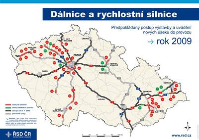 seky dlnic a rychlostnch silnic, kter by podle plnu mly bt uvedeny do provozu v roce 2009.